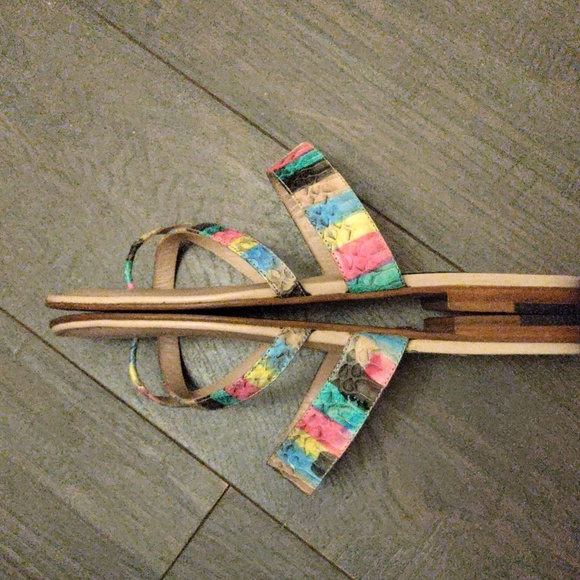 Manolo Blahnik Multicolor Python Criss Cross Sandals - Picture 6 of 13